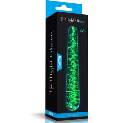 Glow-in-the-dark Twilight Gleam Glass dildó-Slim Fantasy kétvégű dildó