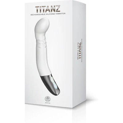 TITANZ 8" SILICONE RECHARGEABLE VIBRATOR IN IVORY WHITE g-pontos vibrátor