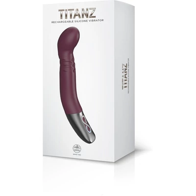 TITANZ 8" SILICONE RECHARGEABLE VIBRATOR IN RUBINE RED g-pontos vibrátor
