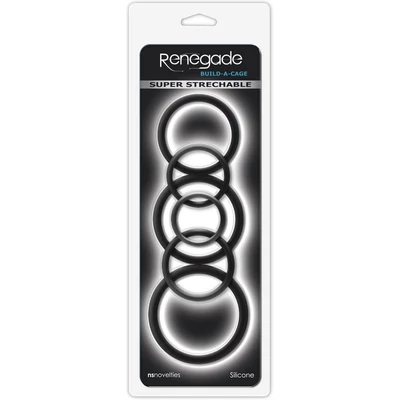 Renegade - Build-A-Cage Rings - Black péniszgyűrű szett