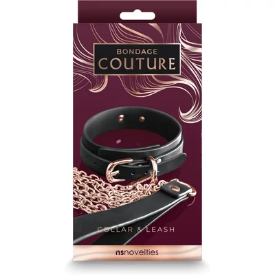 Bondage Couture -nyakörv és póráz  - fekete