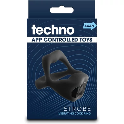 Techno - Strobe - Black vibrátoros péniszgyűrű