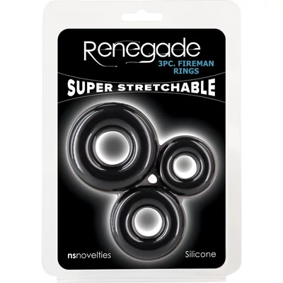 Renegade - 3pc Fireman Rings - Black péniszgyűrű szett