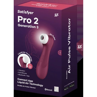 Pro 2 Generation 3 with Liquid Air wine red Applikációval vezérelhető léghullámos vibrációs csiklóizgató