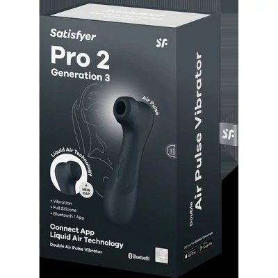 Pro 2 Generation 3 with Liquid Air black Applikációsval vezérelhető léghullámos vibrációs csiklóizgató