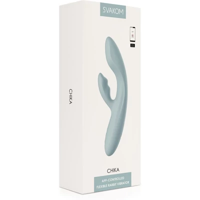 Chika Turquoise Grey okostelefonnal vezérelhető melegedő vibrátor
