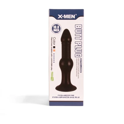 X-MEN 10.8 inch Butt Plug Black fenékdugó tapadókoronggal