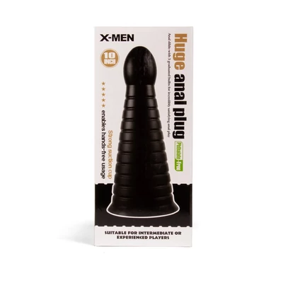 X-MEN 10 inch Huge Anal Plug Black fenékdugó tapadókoronggal