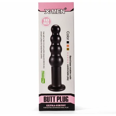 X-Men 10" Extra Girthy Butt Plug Black II fenékdugó tapadókoronggal