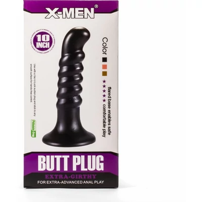 X-Men 10" Extra Girthy Butt Plug Black IV fenékdugó tapadókoronggal
