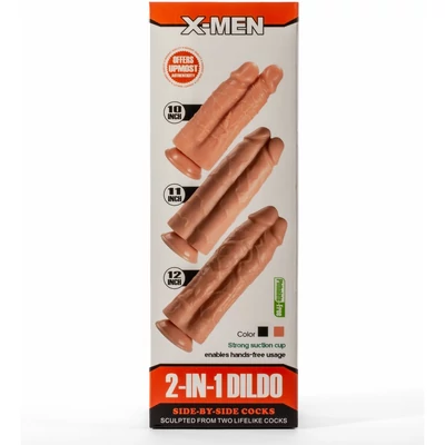 X-Men 11" 2-in-1 dildó Flesh kétágú dildó tapadókoronggal