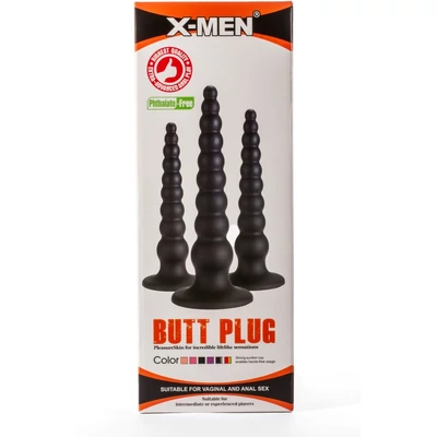 X-Men 7.87" Butt Plug Black S fenékdugó tapadókoronggal