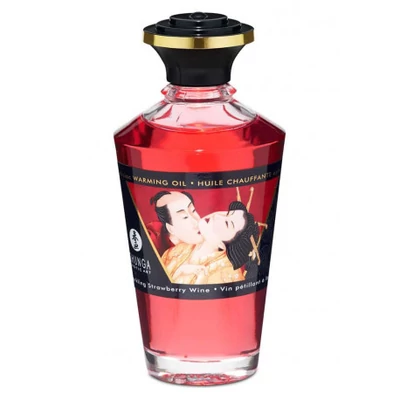 Shunga melegítő masszázsolaj-pezsgő,eper 100ml