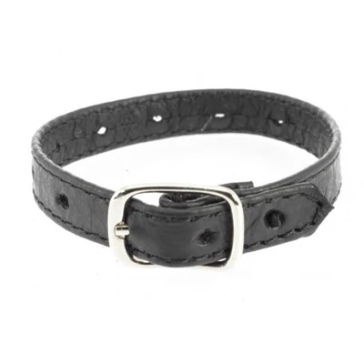 Bőr csatos, állítható péniszgyűrű fekete