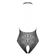 Fekete átlátszó virágmintás fűzős body S/M/L
