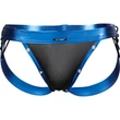 C4M-Desire Jockstrap-kék Leatherette-férfi tanga pántokkal L