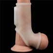 Vibrating Silk Knights Ring with Scrotum Sleeve (White) I vibrátoros péniszgyűrű