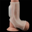 Vibrating Silk Knights Ring with Scrotum Sleeve (White) II vibrátoros péniszgyűrű
