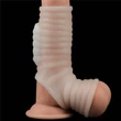 Vibrating Silk Knights Ring with Scrotum Sleeve (White) III vibrátoros pénisz és heregyűrű