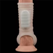 Vibrating Silk Knights Ring with Scrotum Sleeve (White) III vibrátoros pénisz és heregyűrű