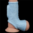 Vibrating Drip Knights Ring with Scrotum Sleeve Blue vibrátoros péniszgyűrű