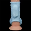 Vibrating Drip Knights Ring with Scrotum Sleeve Blue vibrátoros péniszgyűrű