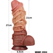 10.5'' Dual layered Platinum Silicone Cock with Rope dildó herékkel