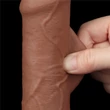 7'' Sliding Skin Dual Layer Dong Brown dildó herékkel és csúsztatható bőrrel