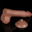 8'' Sliding Skin Dual Layer Dong Brown I dildó herékkel és csúsztatható bőrrel