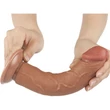 8'' Sliding Skin Dual Layer Dong Brown II dildó herékkel és csúsztatható bőrrel