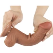 8'' Sliding Skin Dual Layer Dong Brown III dildó herékkel és csúsztatható bőrrel