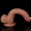 9'' Sliding Skin Dual Layer Dong Brown dildó herékkel és csúsztatható bőrrel