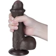 7'' Sliding Skin Dual Layer Dong Black dildó herékkel és csúsztatható bőrrel