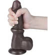 8'' Sliding Skin Dual Layer Dong Black I dildó herékkel és csúsztatható bőrrel