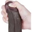 8.5'' Sliding Skin Dual Layer Dong Black II dildó herékkel és csúsztatható bőrrel