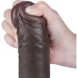 9.5'' Sliding Skin Dual Layer Dong Black dildó herékkel és csúsztatható bőrrel