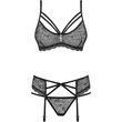 818-SEG-1 3 pcs fehérnemű szett fekete  S/M