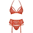 838-SEG-3 set 3-pcs fehérnemű szett piros  S/M