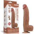 12'' King Sized Sliding Skin Dual Layer Dong Brown dildó herékkel
