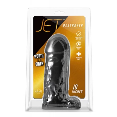 JET DESTROYER CARBON METALLIC BLACK erezett nagyméretű dildó