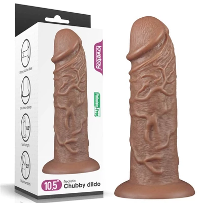 10.5'' Realistic Chubby dildó Brown tapadókoronggal