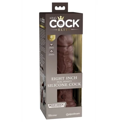 8" Dual Density Silicone Cock Brown