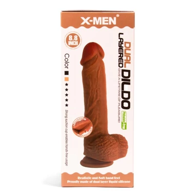 X-MEN 8.8 inch Dual Layered dildó Brown dildó herékkel