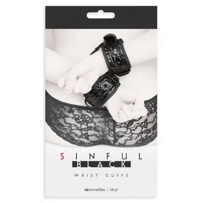 Sinful Wrist Cuffs csukló kötöző ,,bilincs,, (fekete)