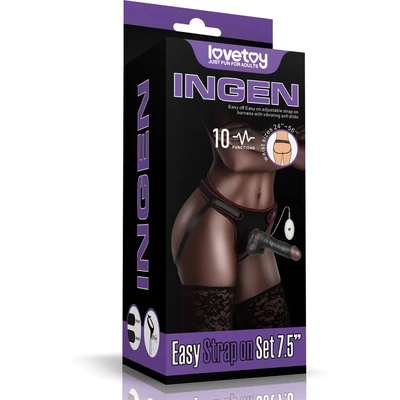 Vibrating Easy Strapon Set 7.5" Black