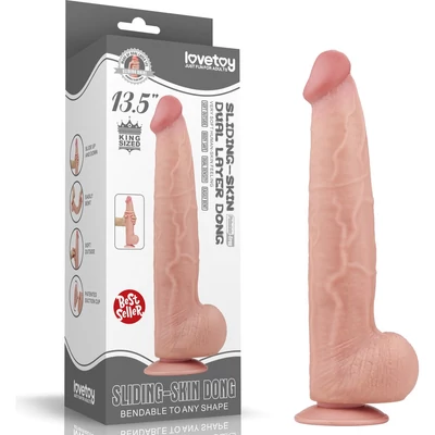 13.5'' King Sized Sliding Skin Dual Layer Dong Brown dildó herékkel