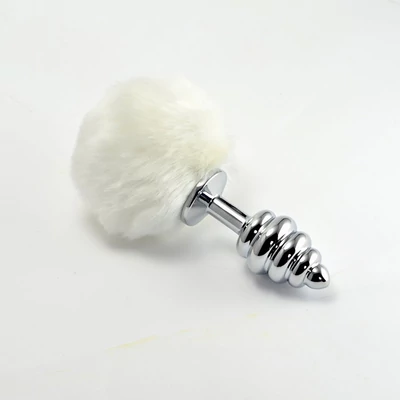 Spiral Pompon Metal Plug White fenékdugó