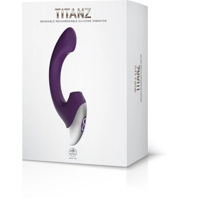 TITANZ 8" SILICONE RECHARGEABLE VIBRATOR IN PURPLE g-pont és csiklóizgató lüktető vibrátor