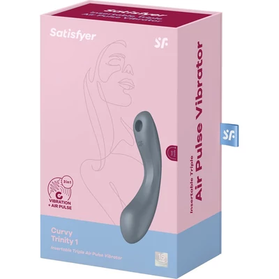 Curvy Trinity 1 bluegrey elegáns 3 az 1-ben nyomáshullámos vibrátor