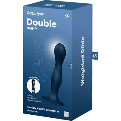 Double Ball-R dark blue dildó súlyozott golyóval